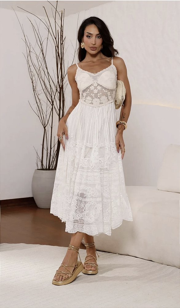 VESTIDO MIDI RENDA