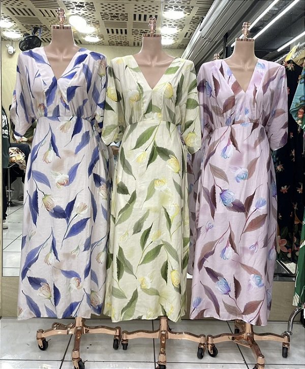 VESTIDO LONGO MANGÁ 3/4