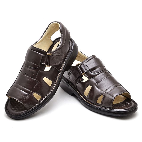 Sandália Masculina Ortopédico Em Couro 3600