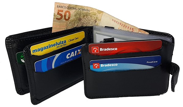 Carteira Masculina Couro Legitimo Cabe Documentos  401