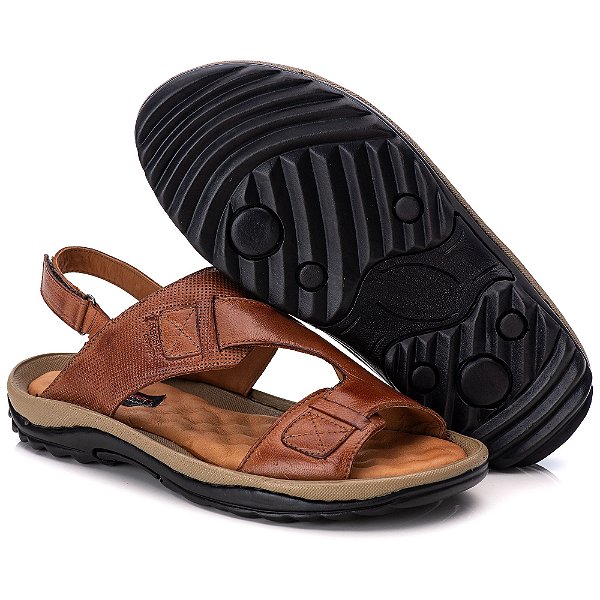 Chinelo Anti Stress Masculino Couro Confort Jvmarc 806