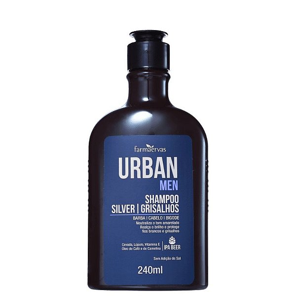 Shampoo Desamarelador Silver / Grisalhos 240ml - Urban Men - Farmaervas