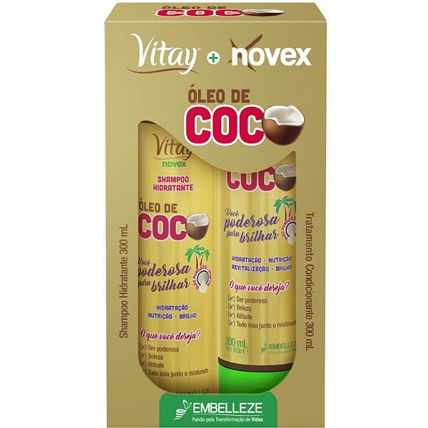 Kit Shampoo e Condicionador Óleo de Coco Vitay Novex - Embelleze