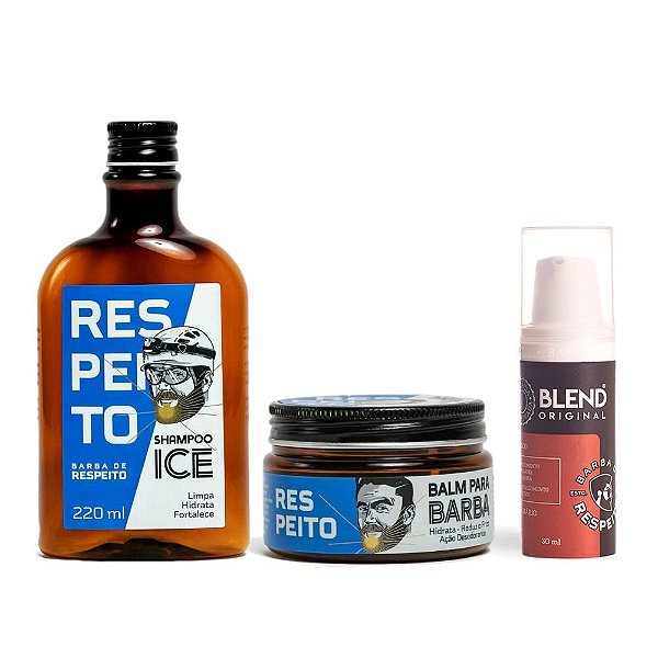 Kit Shampoo, Óleo e Blend Barba de Respeito - Linha Premium