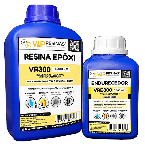 Resina Epóxi River Table VR300 (alta Espessura) kit 1,5Kg Vip Resinas