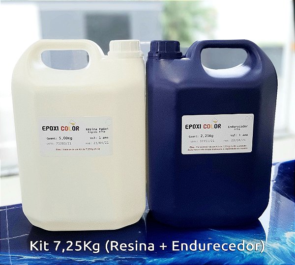 Resina Epóxi Baixa Viscosidade Incolor Rígida com Endurecedor (kit 7,25Kg A+B) - Epoxi Color