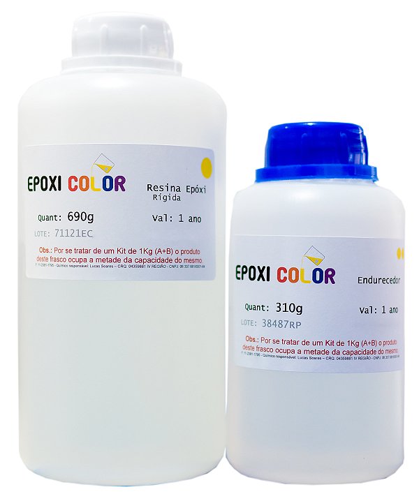 Resina Epóxi Baixa Viscosidade Incolor Rígida com Endurecedor (kit 1Kg A+B) - Epoxi Color