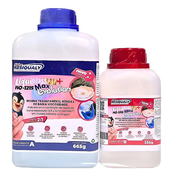 Resina Resiqualy Liquiglass Uv+ Max Evolution Rq 1215 Kit 1kg