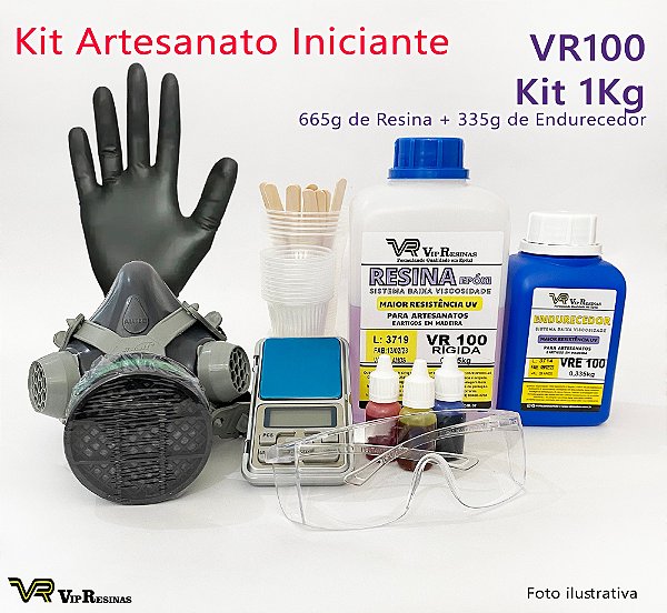 Kit Artesanato Iniciante Resina Epóxi Vip Resinas Kit 1Kg VR100 - Epoxi  Color