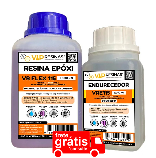 Resina Flexível Com Proteção UV VR FLEX 115 kit 750g - Vip Resinas