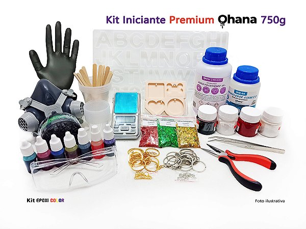 Kit Artesanato Iniciante Premium Resina Epóxi Ohana Clear 2.0 com 750g - Ohana