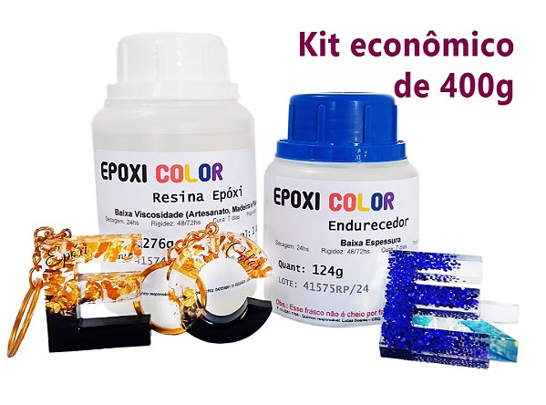 Resina Epóxi Artesanato Baixa Viscosidade Incolor com Endurecedor (kit 400g A+B) - Epoxi Color