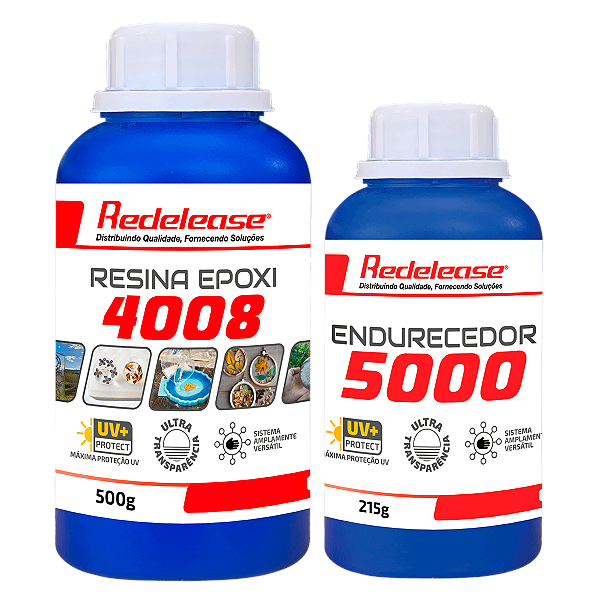 Resina 4008 715g Redelease Epóxi Baixa Viscosidade ULTRA TRANSPARENTE e Proteção UV
