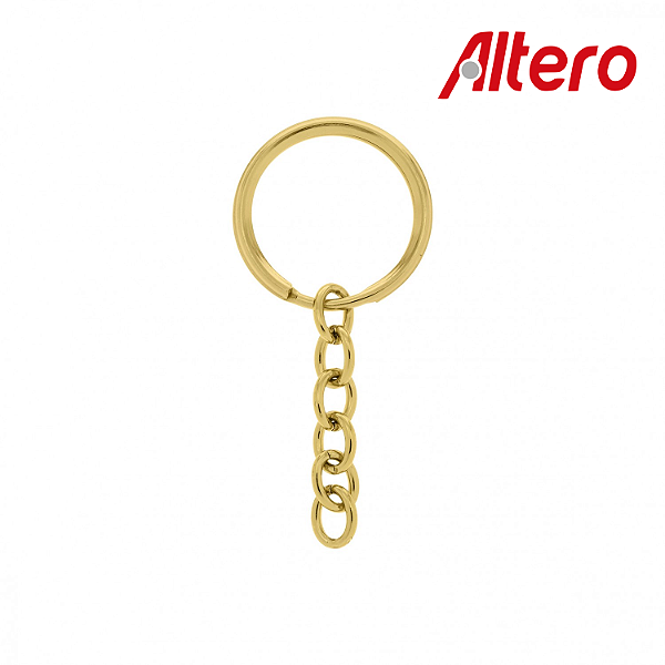 Argola para Chaveiro com Corrente Ouro 25mm Altero