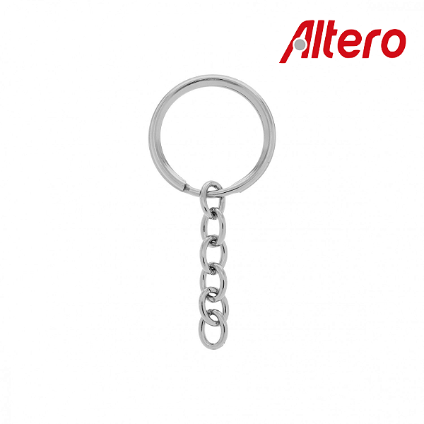 Argola para Chaveiro com Corrente Prata 25mm Altero