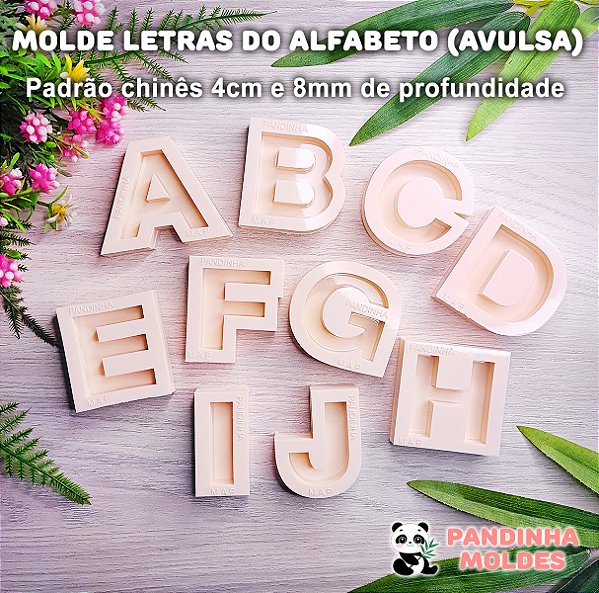 BAZAR - Molde de Silicone para Resina Letras do Alfabeto Avulsas 4cm e 8mm