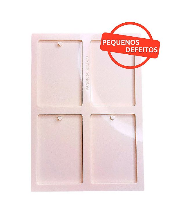 BAZAR - KIT COM 05 Moldes de silicone para resina quadrado retangular foto chaveiro com 4 cavidades