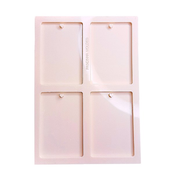 BAZAR - KIT COM 05 Moldes de silicone para resina quadrado retangular foto chaveiro com 4 cavidades