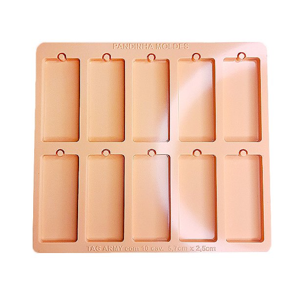 Molde De Silicone Tag Army ou Plaquinha Retangular 10 cavidades