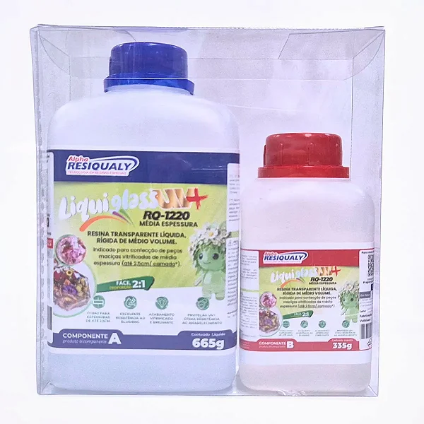Resina Resiqualy Liquiglass UV+ Resina de Média Espessura RQ-1220 kit 1Kg