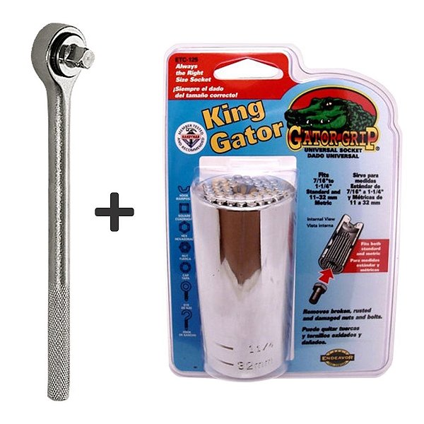 KIT: King Gator Grip 11-32mm + Chave Catraca 1/2