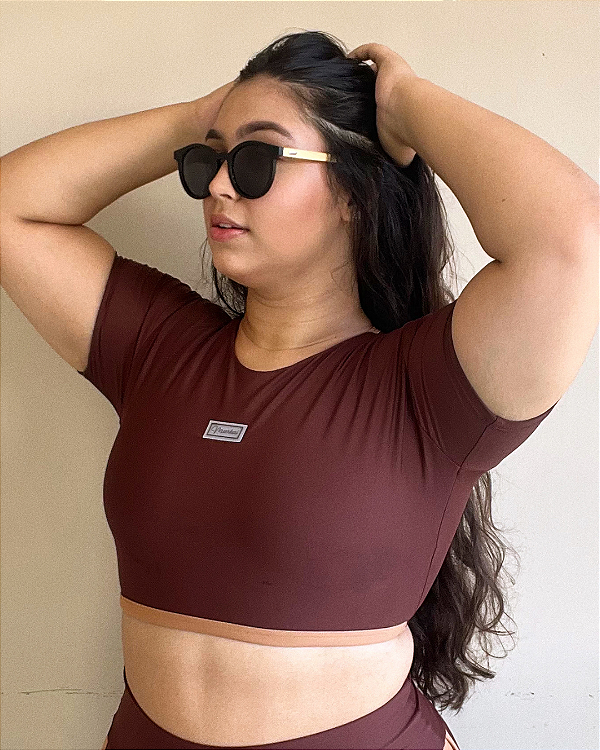 Cropped Amanda Marrom c/ Caramelo