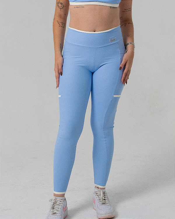 Legging Montaria Azul Céu c/ Off White Candy Color
