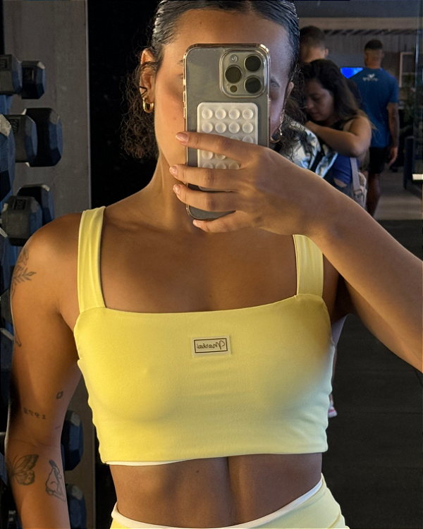 Cropped Ana Dupla Face Amarelo Manteiga c/ Off White