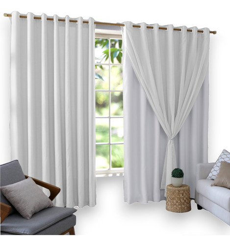 Cortina de voil com  Blackout de pvc 2,80x2,50 Branco