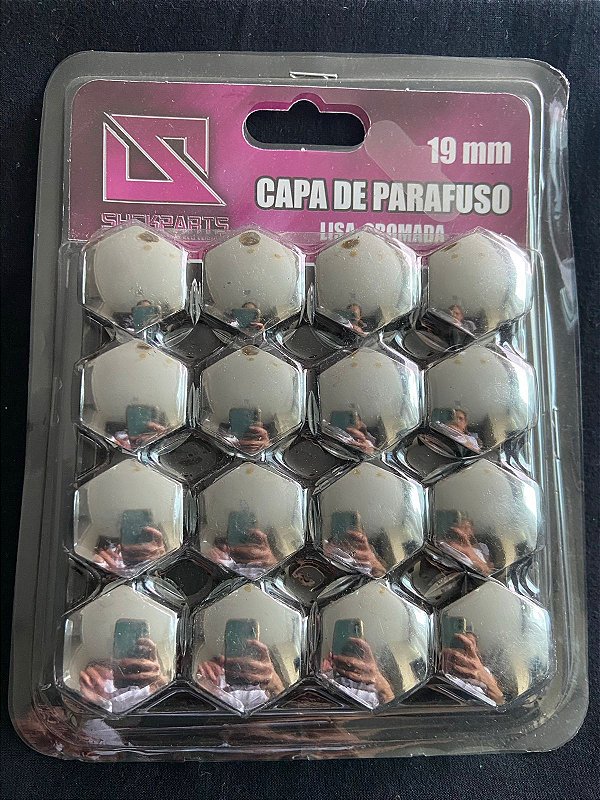 Capa parafusos cromados 19mm - jg 16pçs