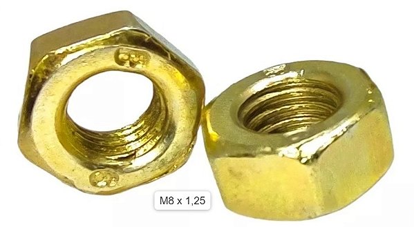 Porca sextavado M8 x 1,25 bicromatizado 50pçs