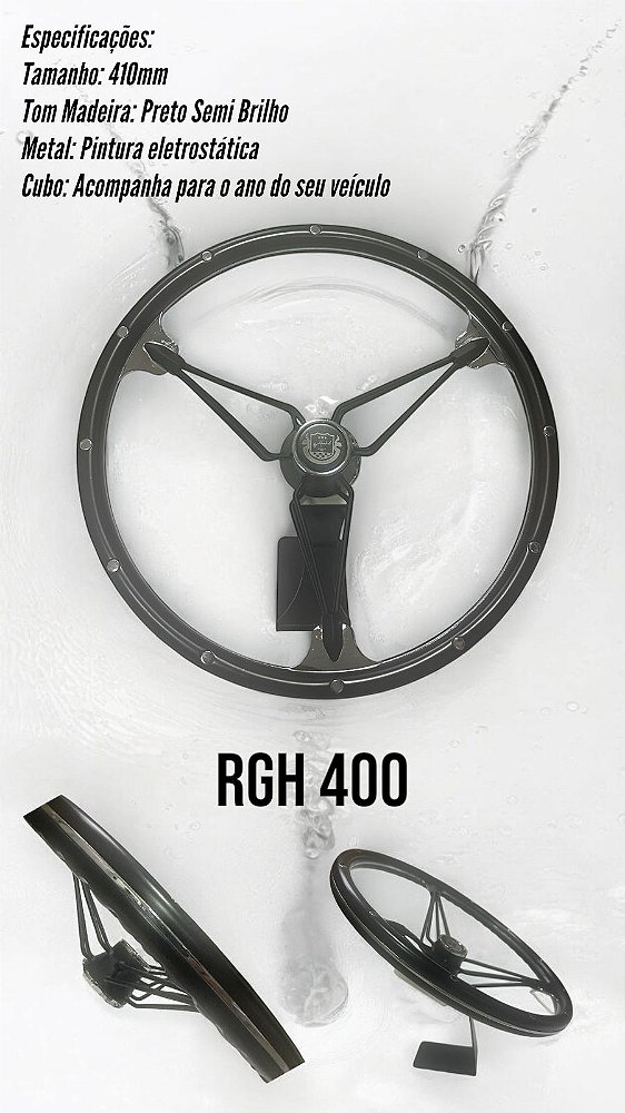 Volante Esportivo Madeira RGH 400mm Black