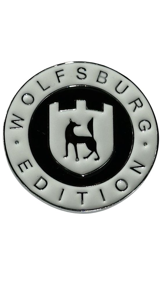 Plaqueta Wolfsburg Metal 6cm - Branco/Preto
