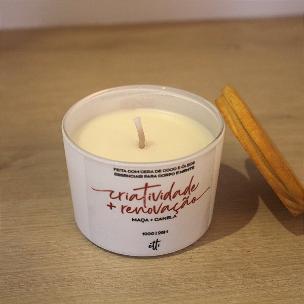 Vela Aromática Canela e Maçã 100g | 25h - Branca