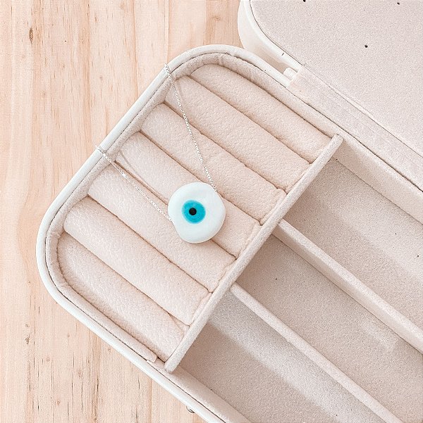 COLAR OLHO GREGO P - MURANO BRANCO