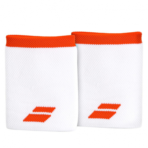 Munhequeira Babolat Logo Jumbo Branco/Vermelho Pack com 2