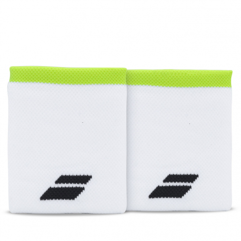 Munhequeira Babolat Logo Jumbo Branco/Lima Pack com 2