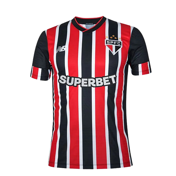 Camiseta New Balance Adulto São Paulo Away Torcedor Vermelho/Branco/Preto