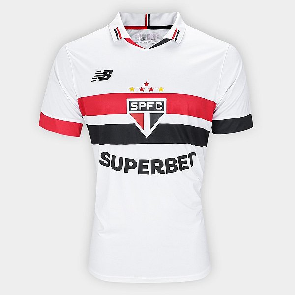 Camiseta New Balance São Paulo Home Jogador Branco/vermelho/Preto