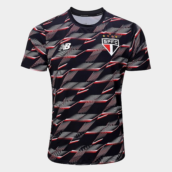 Camiseta New Balance São Paulo Pré Jogo Preto/Vermelho