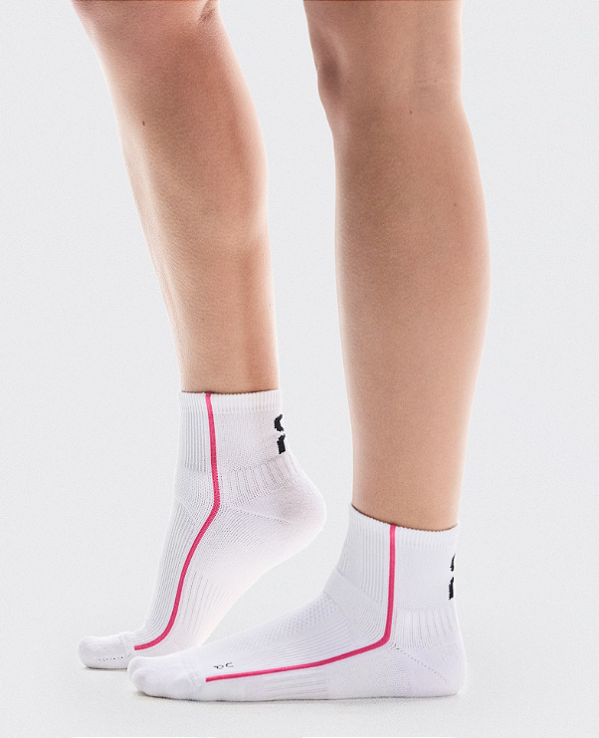 Meia On Running Court Sock Mid Branca/Rosa PP
