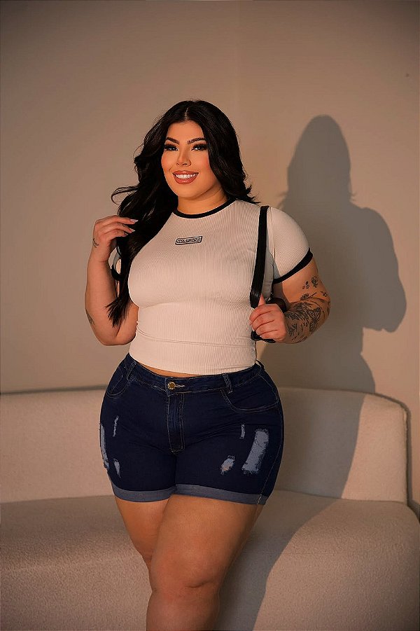 SHORT JEANS PLUS SIZE COM LYCRA