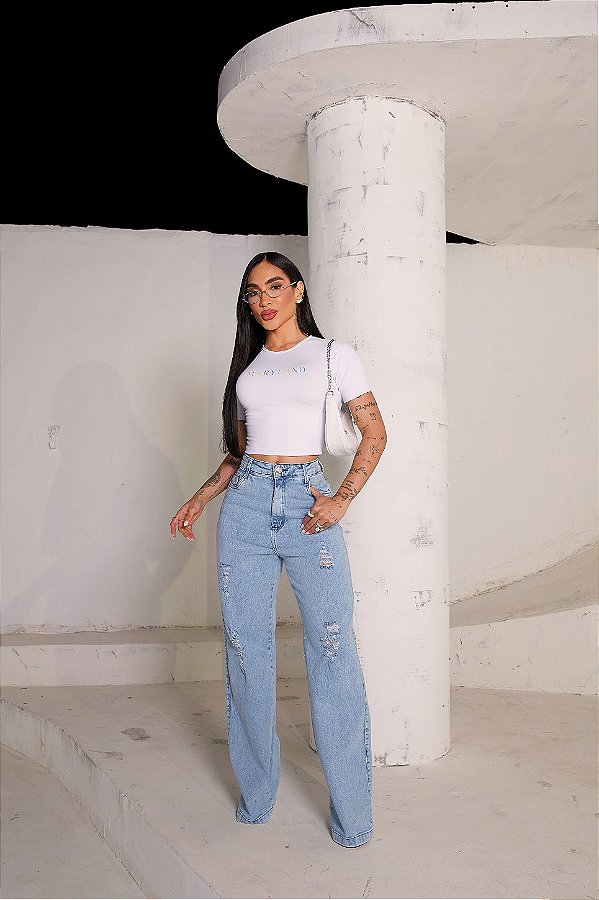 CALÇA JEANS WID LEGG DESTROYD
