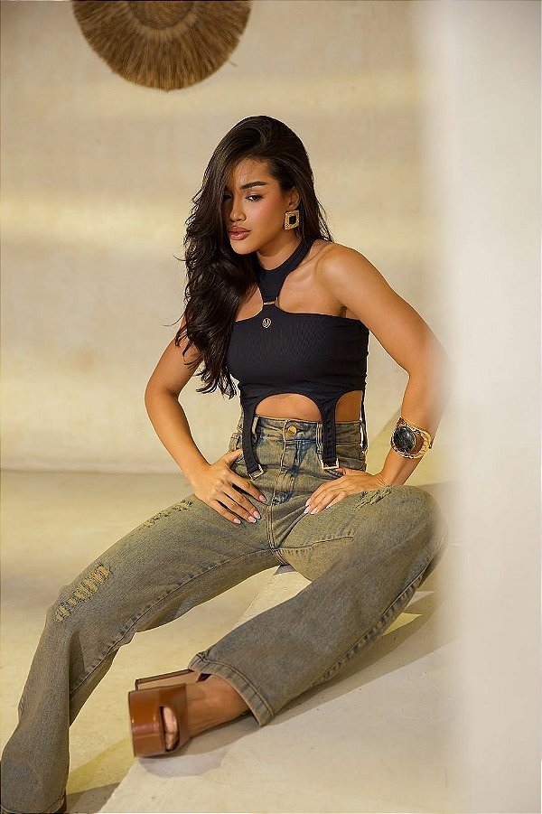 CALÇA JEANS WID LEGG DESTROYD