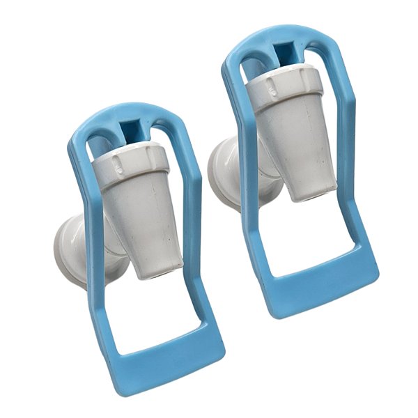 KIT TORNEIRA PLÁSTICA BRANCA COM ROSCA E ALAVANCA AZUL CLARO 2 PEÇAS