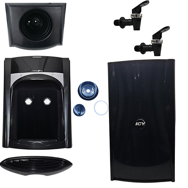 KIT PRETO ICY PAINEL INFERIOR e SUPERIOR, TAMPA TORNEIRAS, ACABAMENTO REGULAGEM TEMP E PINGADEIRA