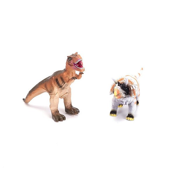 Duelo de Dinossauros Com Som - Laranja e Branco - Unik Toys