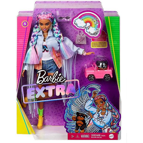 Boneca Barbie Extra Barbie Trancas Arco Iris N5 Mattel Grn27