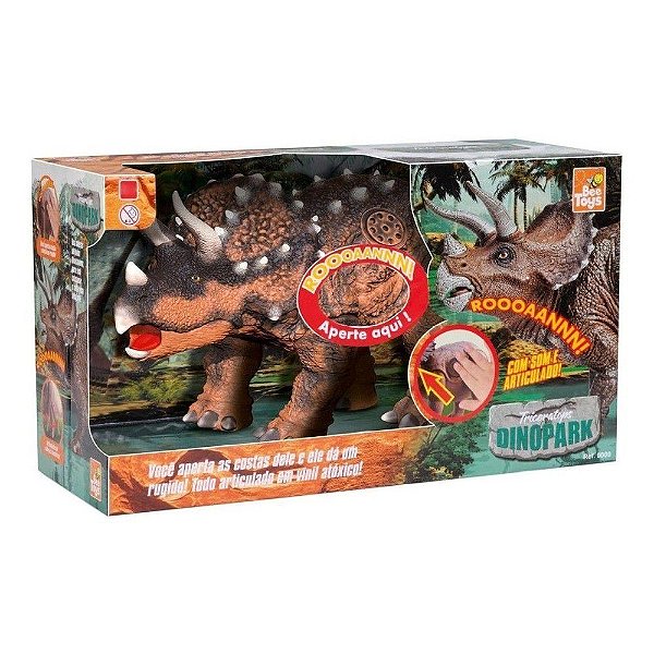 Dinossauro Triceratops Dinopark c/ som - Bee Toys