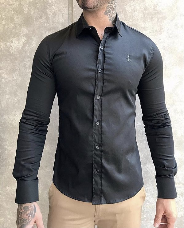 CAMISA ML SLIM PRETA